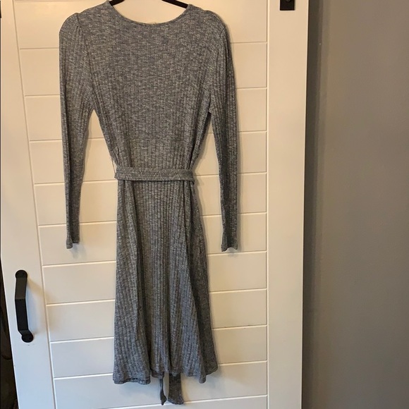 Navy/white midi maternity dress with tie belt - Picture 4 of 4